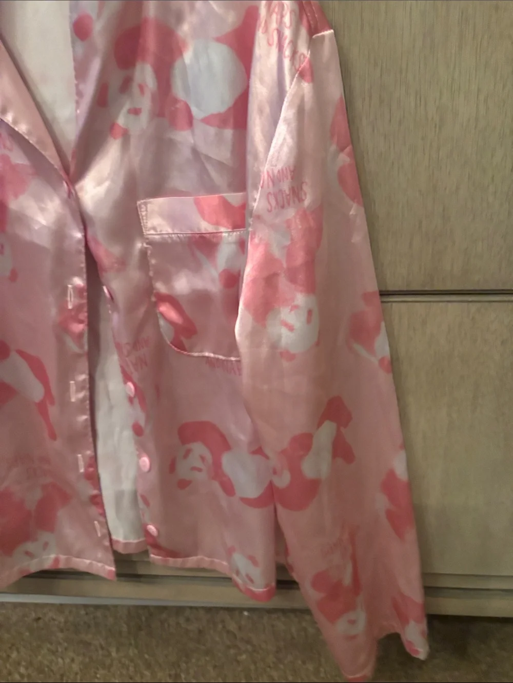 Justice Pink Satin Panda-Print Pajama Set
